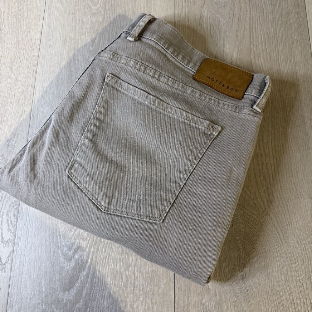 Mott & Bow Slim Jeans Mens 38x29 Grey Beige Wash Stretch Denim Pants Casual